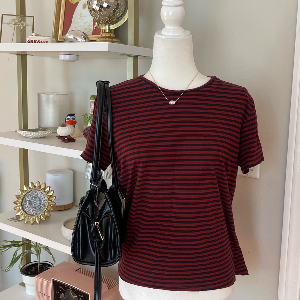 Striped Red and Black Women's Top M